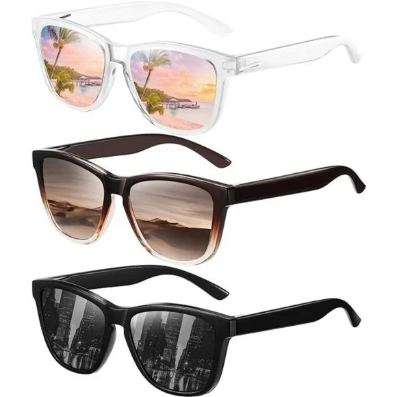 3 Pack Retro Polarized Sunglasses for Women Men Classic 3 Pack Classic Retro Sunglasses Trendy Shades UV400  main image 2